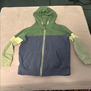Mini Boden- Kids Colorblock Hoodie - Green and Blue